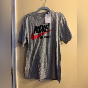 Nike Men's Gray and Red Baseball Tee, NWT
